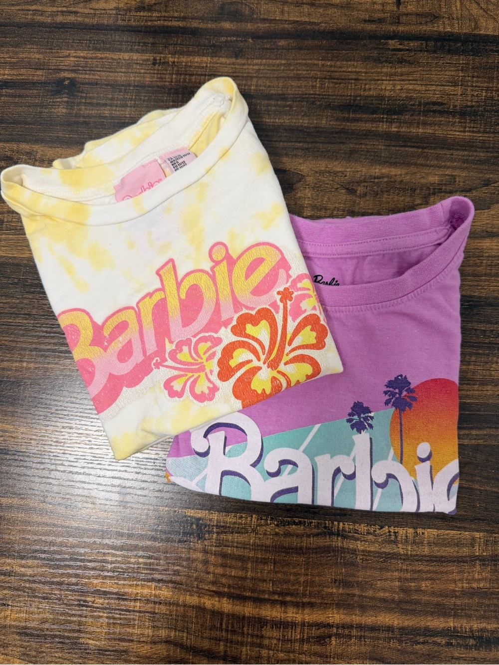 Lot of 2 • Barbie T-Shirts • F21 Crop 11/12 (L) • Mattel Regular T (L)